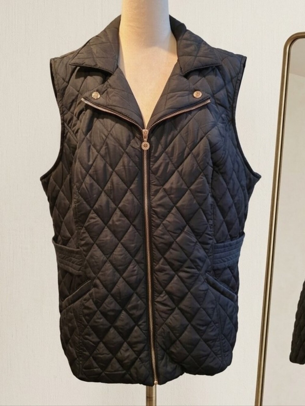 952 Marc New York Andrew Marc Black Diamond Quilted Moto Vest